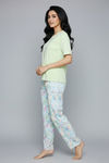 Zivame Abstract Print Cotton Loungewear Set - Ice Water — thumbnail 4